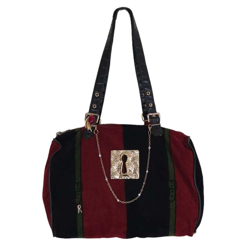 Roberta Di Camerino Vintage Velvet Trompe L’oeil Shoulder Bag w Keyhole Pin